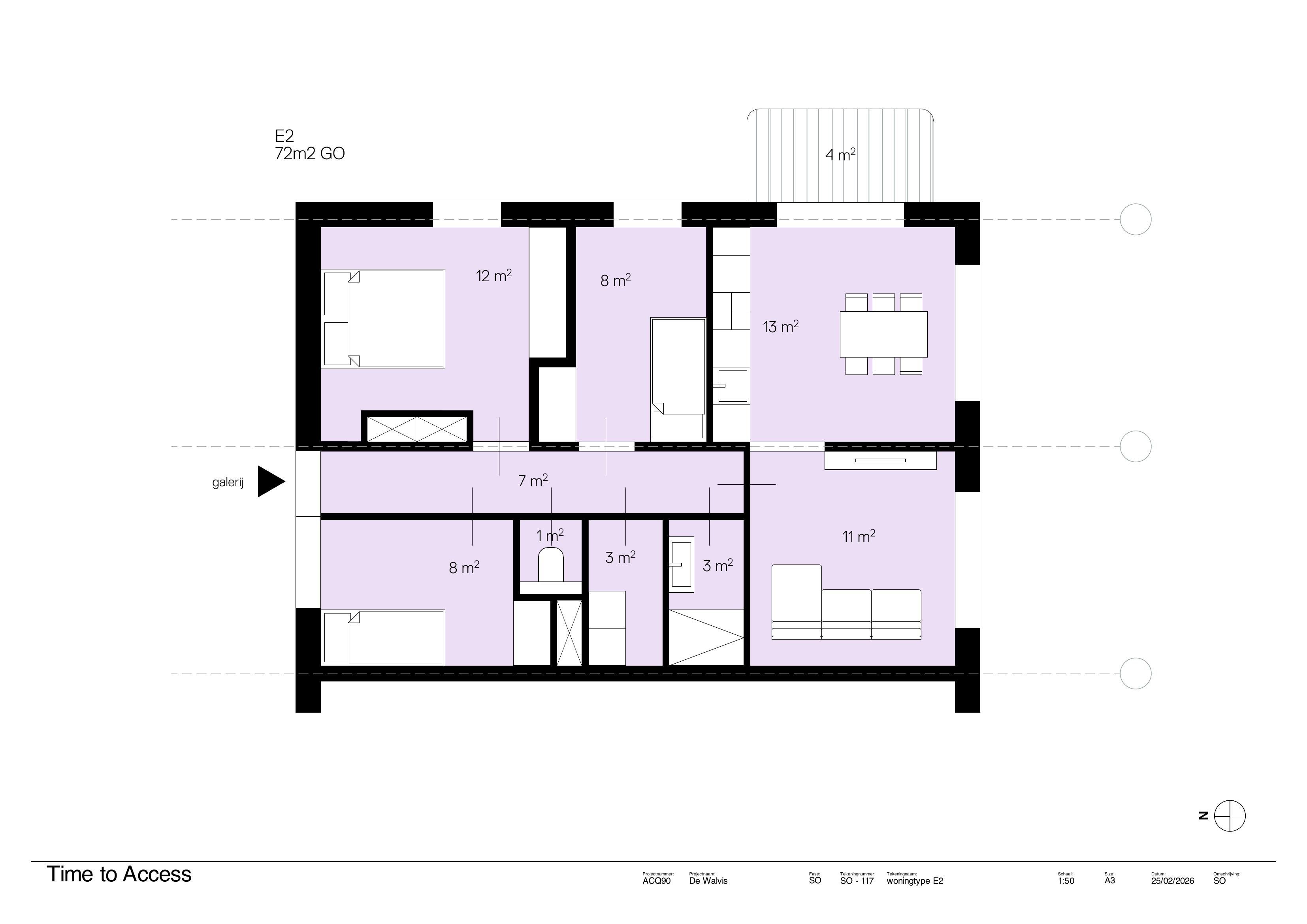 Plattegrond Type E — Ruim 72 m²